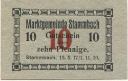 Stammbach - Marktgemeinde - 15.5.1917 - 1.11.1919 - 10 Pfennig