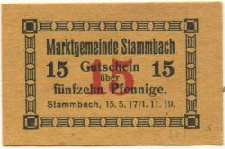 Stammbach - Marktgemeinde - 15.5.1917 - 1.11.1919 - 15 Pfennig