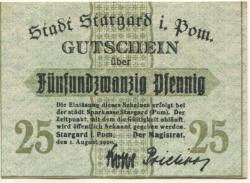 Stargard - Stadt - 1.8.1920 - 25 Pfennig