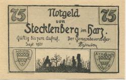 Stecklenberg (heute: Thale) - Gemeinde - September 1921 - 75 Pfennig