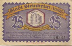 Steinheim - Stadt - 18.3.1921 - 25 Pfennig