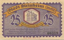 Steinheim - Stadt - 18.3.1921 - 25 Pfennig 
