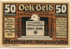 Stellingen (heute: Hamburg) - Gemeinde (Ausschuss für Errichtung der Gefallenen-Ehrenstätte Stellingen-Langenfelde)* - - 1.4.1922 - 50 Pfennig 