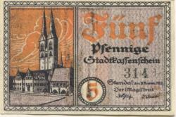 Stendal - Stadt - 30.11.1920 - 31.12.1921 - 5 Pfennig