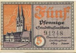 Stendal - Stadt - 30.11.1920 - 31.12.1921 - 5 Pfennig