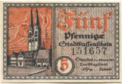 Stendal - Stadt - 30.11.1920 - 31.12.1921 - 5 Pfennig