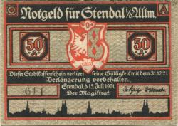 Stendal - Stadt - 15.7.1921 - 31.12.1921 - 50 Pfennig
