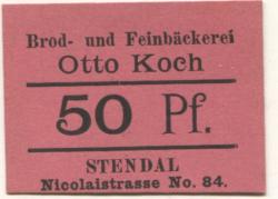 Stendal - Koch, Otto, Brod- und Feinbäckerei, Nicolaistr. 84 - -- - 50 Pfennig