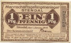 Stendal - Mannschaftsgefangenenlager - 1.11.1916 - 1 Pfennig