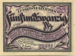 Stettin (heute: PL-Szczecin) - Kreis Randow - 1.9.1921 - 30.6.1922 - 25 Pfennig