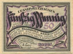 Stettin (heute: PL-Szczecin) - Kreis Randow - 1.9.1921 - 30.6.1922 - 50 Pfennig
