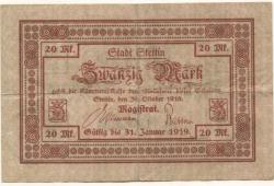 Stettin (heute: PL-Szczecin) - Stadt - 30.10.1918 - 31.1.1919 - 20 Mark