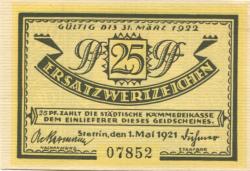 Stettin (heute: PL-Szczecin) - Stadt - 1.5.1921 - 31.3.1922 - 25 Pfennig