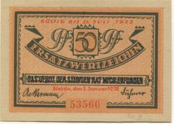 Stettin (heute: PL-Szczecin) - Stadt - 1.1.1922 - 31.7.1922 - 50 Pfennig