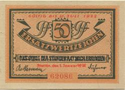 Stettin (heute: PL-Szczecin) - Stadt - 1.1.1922 - 31.7.1922 - 50 Pfennig 
