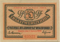 Stettin (heute: PL-Szczecin) - Stadt - 1.1.1922 - 31.7.1922 - 50 Pfennig