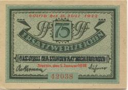 Stettin (heute: PL-Szczecin) - Stadt - 1.1.1922 - 31.7.1922 - 75 Pfennig 
