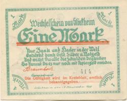 Stöckheim (heute: Northeim) - Gemeinde - 17.11.1920 - 1 Mark 