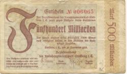 Stollberg - Amtshauptmannschaft - 10.11.1923 - 500 Milliarden Mark 