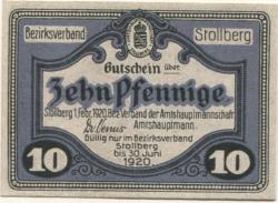Stollberg - Amtshauptmannschaft - 1.2.1920 - 30.6.1920 - 10 Pfennig