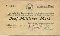 Stollberg - Amtshauptmannschaft - 15.8.1923 - 5 Millionen Mark 