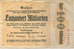 Stollberg - Amtshauptmannschaft - 12.10.1923 - 100 Milliarden Mark 