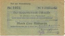 Strahwalde (heute: Herrnhut) - Gewerbebank Ostlausitz eGmbH - 18.10.1923 - 1 Milliarde Mark