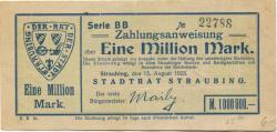 Straubing - Stadt - 15.8.1923 - 1 Million Mark