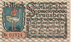 Strausberg - Stadt - 1.9.1921 - 1/2 Mark 