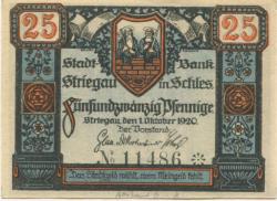 Striegau (heute: PL-Strzegom) - Stadtbank - 1.10.1920 - 25 Pfennig
