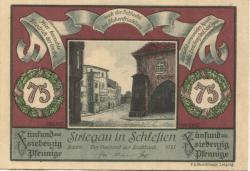 Striegau (heute: PL-Strzegom) - Stadtbank - September 1921 - 75 Pfennig