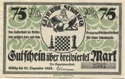 Stroebeck (heute: Halberstadt) - Gemeinde - 31.12.1921 - 75 Pfennig