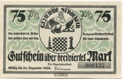 Stroebeck (heute: Halberstadt) - Gemeinde - 31.12.1921 - 75 Pfennig