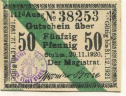 Stuhm (heute: PL-Sztum) - Stadt - 20.11.1920 - 31.12.1921 - 50 Pfennig 