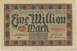Stuttgart - Württembergische Notenbank - 15.6.1923 - 1 Million Mark 
