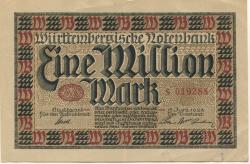 Stuttgart - Württembergische Notenbank - 15.6.1923 - 1 Million Mark