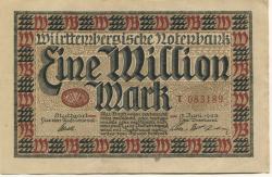 Stuttgart - Württembergische Notenbank - 15.6.1923 - 1 Million Mark 