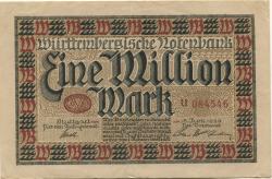 Stuttgart - Württembergische Notenbank - 15.6.1923 - 1 Million Mark 