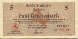 Stuttgart - Stadt - 1.5.1945 - 5 Mark