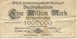 Stuttgart - Stadt - 1.8.1923 - 1 Million Mark