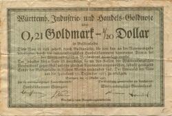 Stuttgart - Handelskammer - 27.10.1923 - 31.12.1923 - 0.21 Gold-Mark
