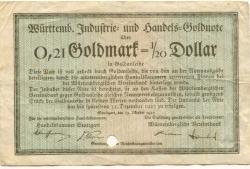 Stuttgart - Handelskammer - 27.10.1923 - 31.12.1923 - 0.21 Gold-Mark