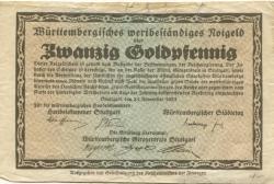 Stuttgart - Handelskammer und Württembergischer Städtetag - 23.11.1923 - 20 Gold-Pfennig 