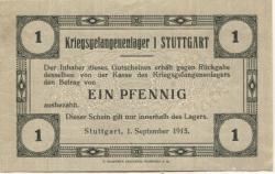 Stuttgart - Kriegsgefangenenlager I - 1.9.1915 - 1 Pfennig 