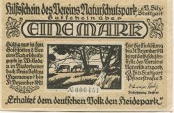 Stuttgart - Verein Naturschutzpark eV, Pfizerstr. 5 - - 31.12.1921 - 1 Mark