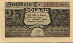Suderode (Bad) (heute: Quedlinburg) - Gemeinde - 13.5.1921 - 25 Pfennig