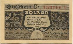 Suderode (Bad) (heute: Quedlinburg) - Gemeinde - 13.5.1921 - 25 Pfennig