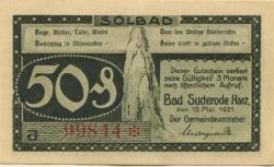 Suderode (Bad) (heute: Quedlinburg) - Gemeinde - 13.5.1921 - 50 Pfennig