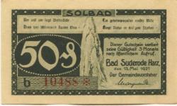 Suderode (Bad) (heute: Quedlinburg) - Gemeinde - 13.5.1921 - 50 Pfennig