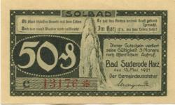 Suderode (Bad) (heute: Quedlinburg) - Gemeinde - 13.5.1921 - 50 Pfennig